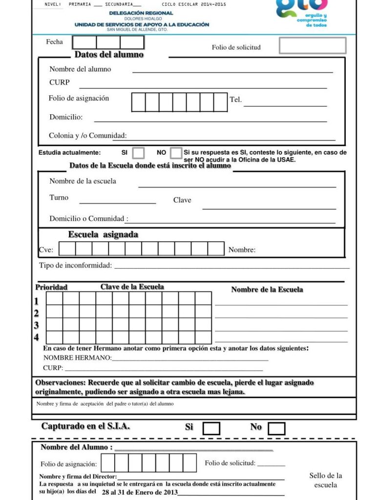 Ficha De Inscripción Para Primaria SEP : Formato Y Requisitos